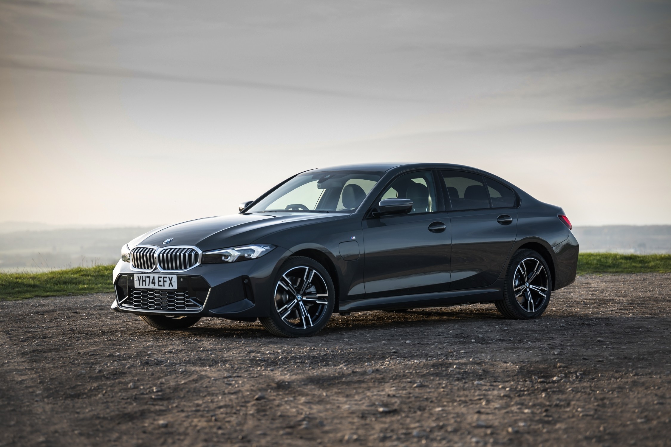 BMW 330e Saloon photographed from the front in the UK