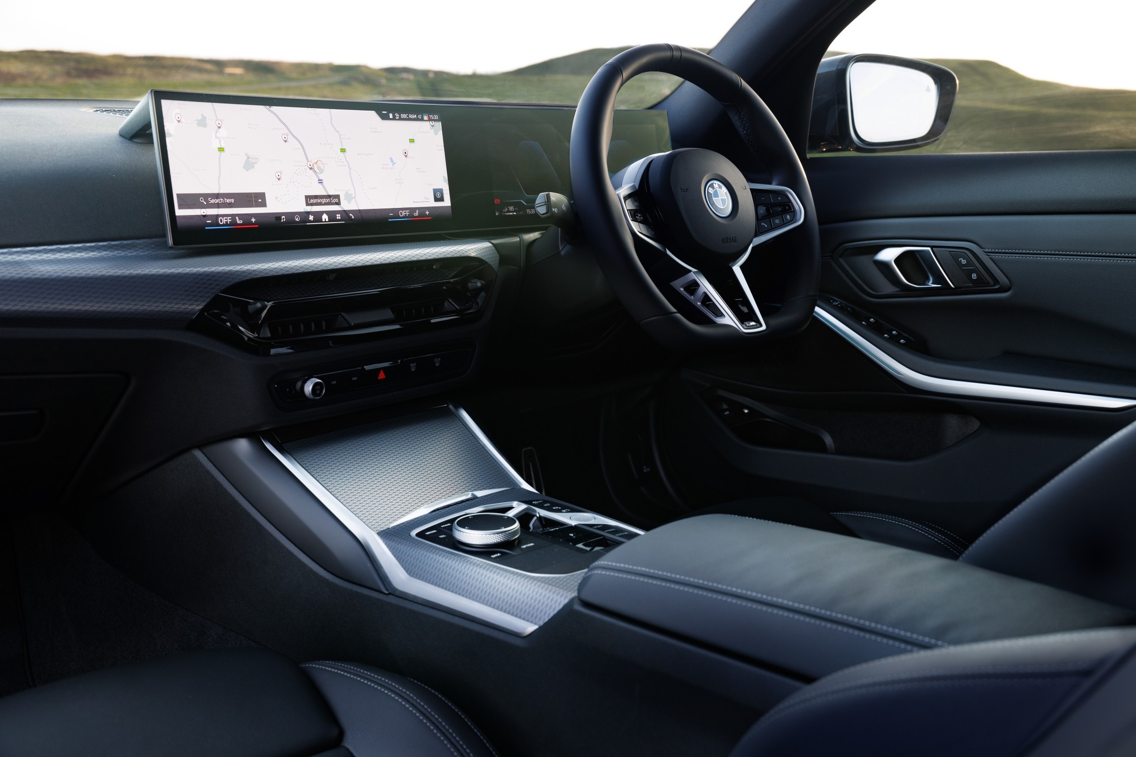 Right-hand-drive interior of a BMW 330e Saloon